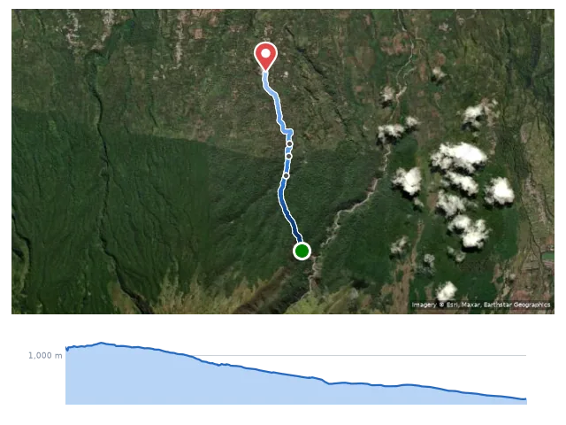 D4 Birisan Nangka → Torean 登山口 路線示意圖與高程剖面